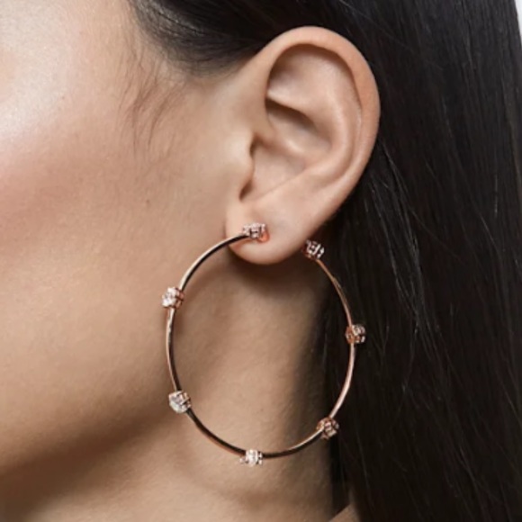 Swarovski Rose Gold Hoop Earrings - Picture 2 of 5